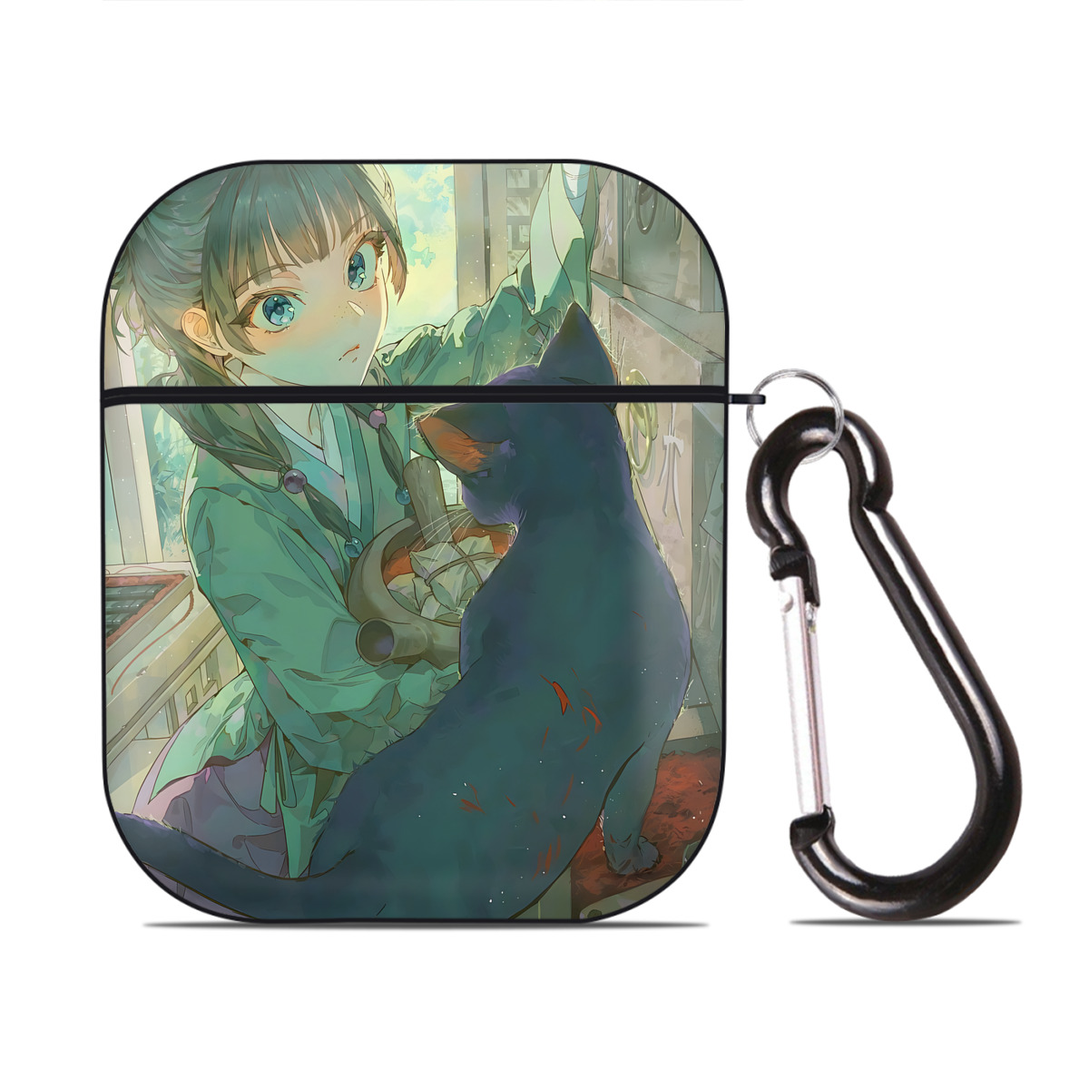 （画像用） 薬屋のひとりごと The Apothecary Diaries AirPods 第2世代保護ケース ハードシェル ブラック 耐衝撃・防指紋・カラビナ付き