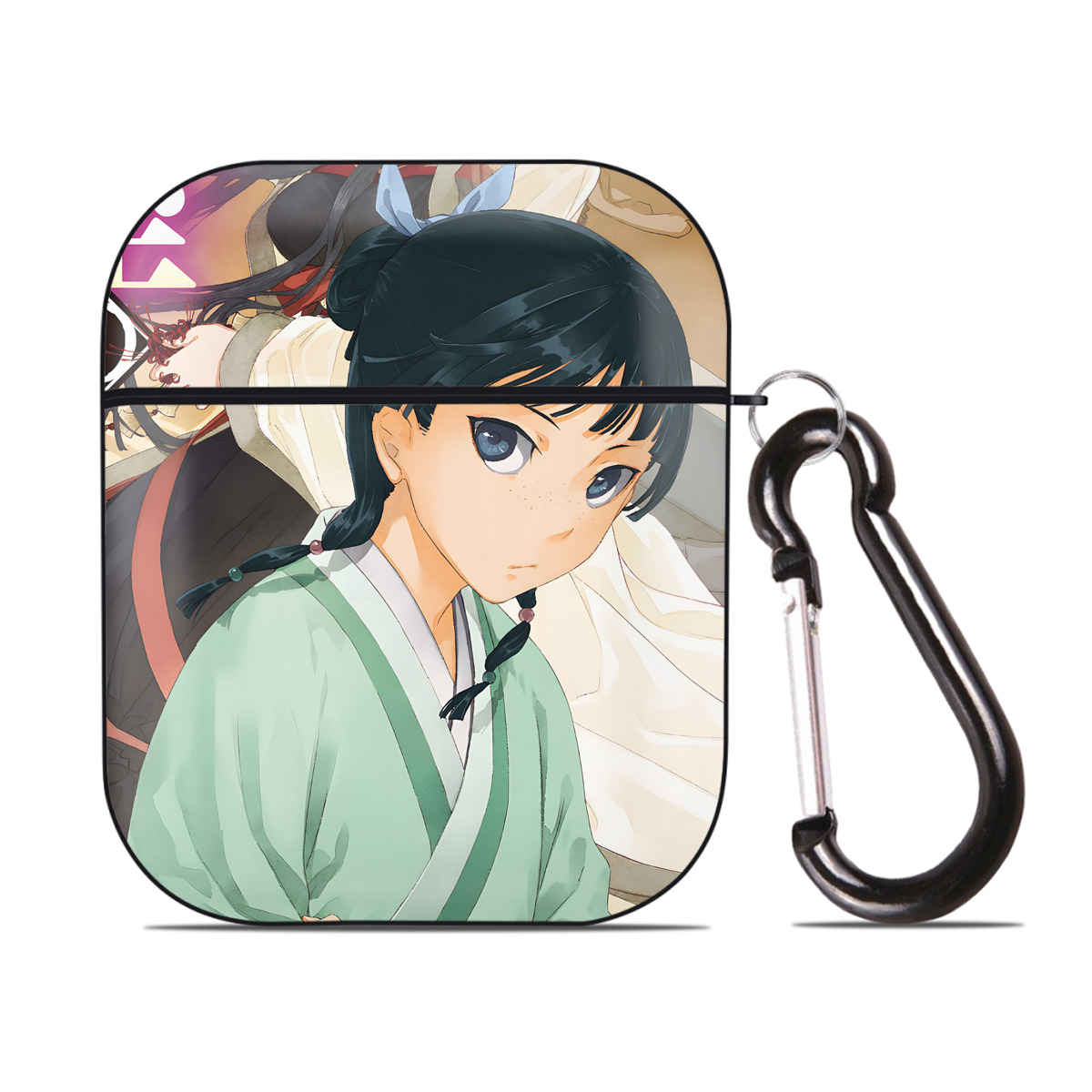 （画像用） 薬屋のひとりごと The Apothecary Diaries AirPods 第2世代保護ケース ハードシェル ブラック 耐衝撃・防指紋・カラビナ付き