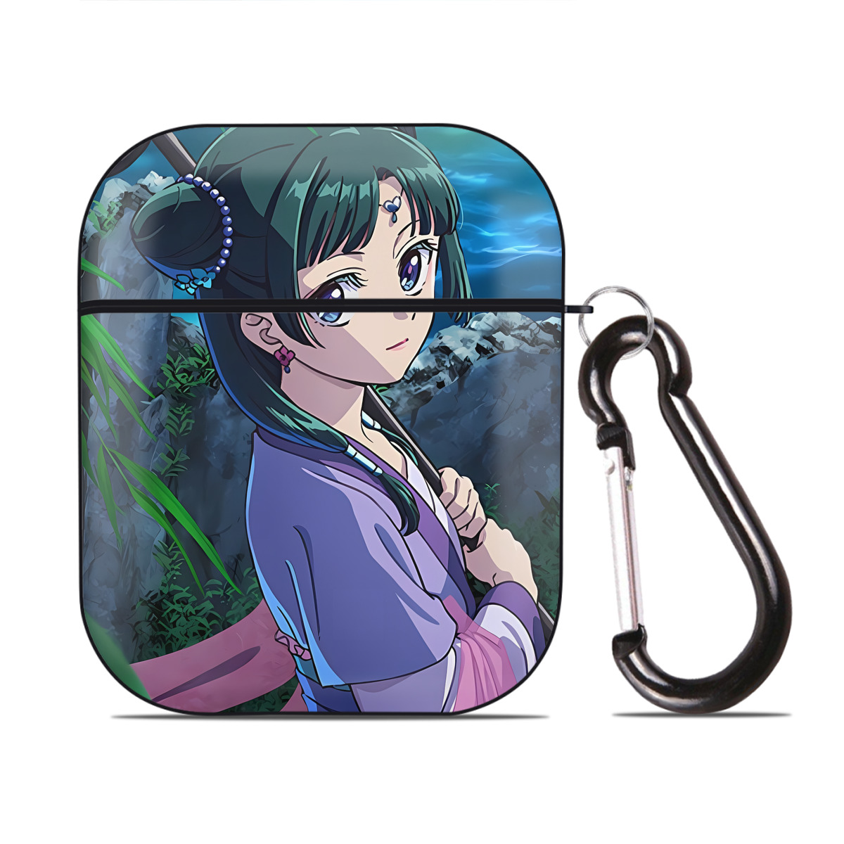 （画像用） 薬屋のひとりごと The Apothecary Diaries AirPods 第2世代保護ケース ハードシェル ブラック 耐衝撃・防指紋・カラビナ付き