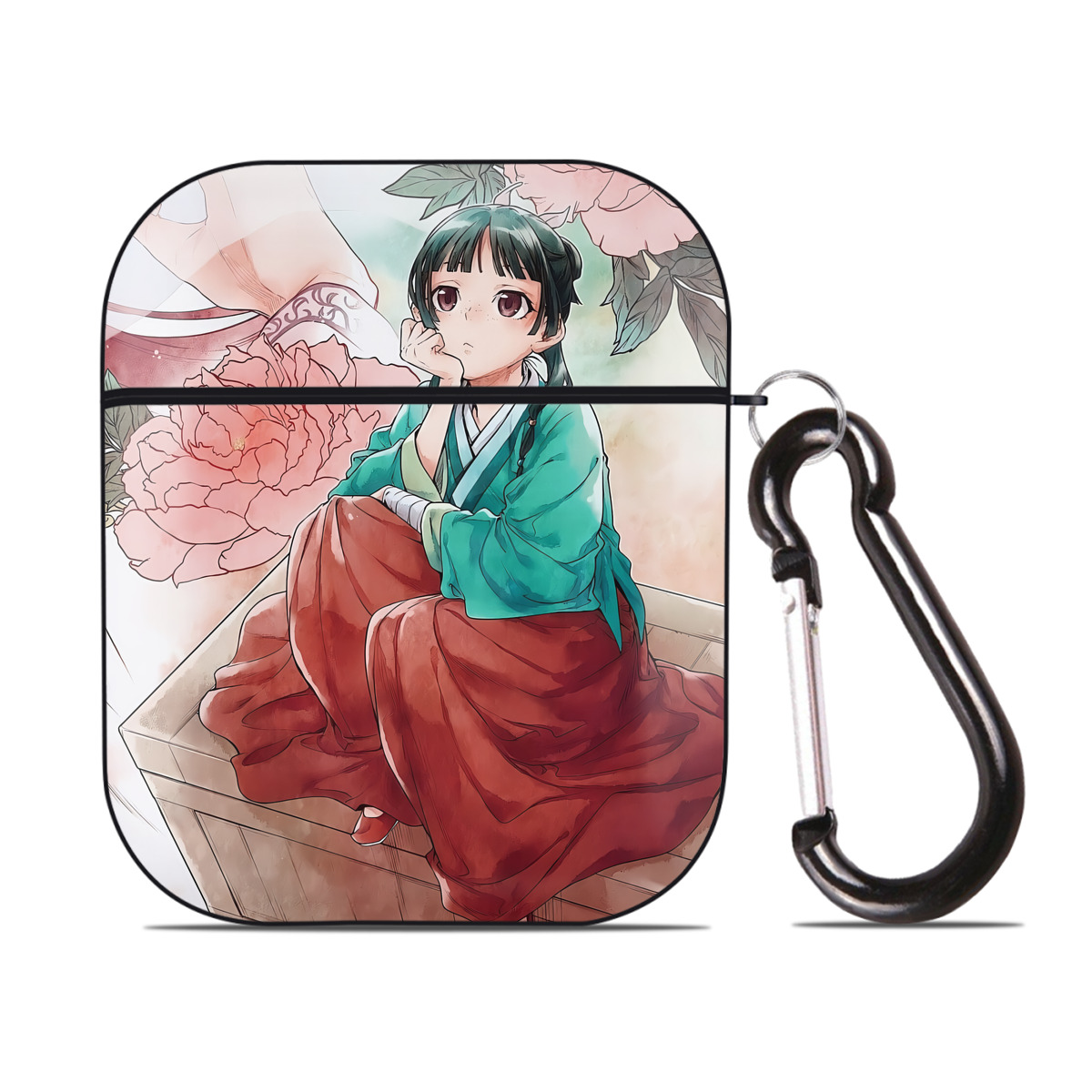 （画像用） 薬屋のひとりごと The Apothecary Diaries AirPods 第2世代保護ケース ハードシェル ブラック 耐衝撃・防指紋・カラビナ付き