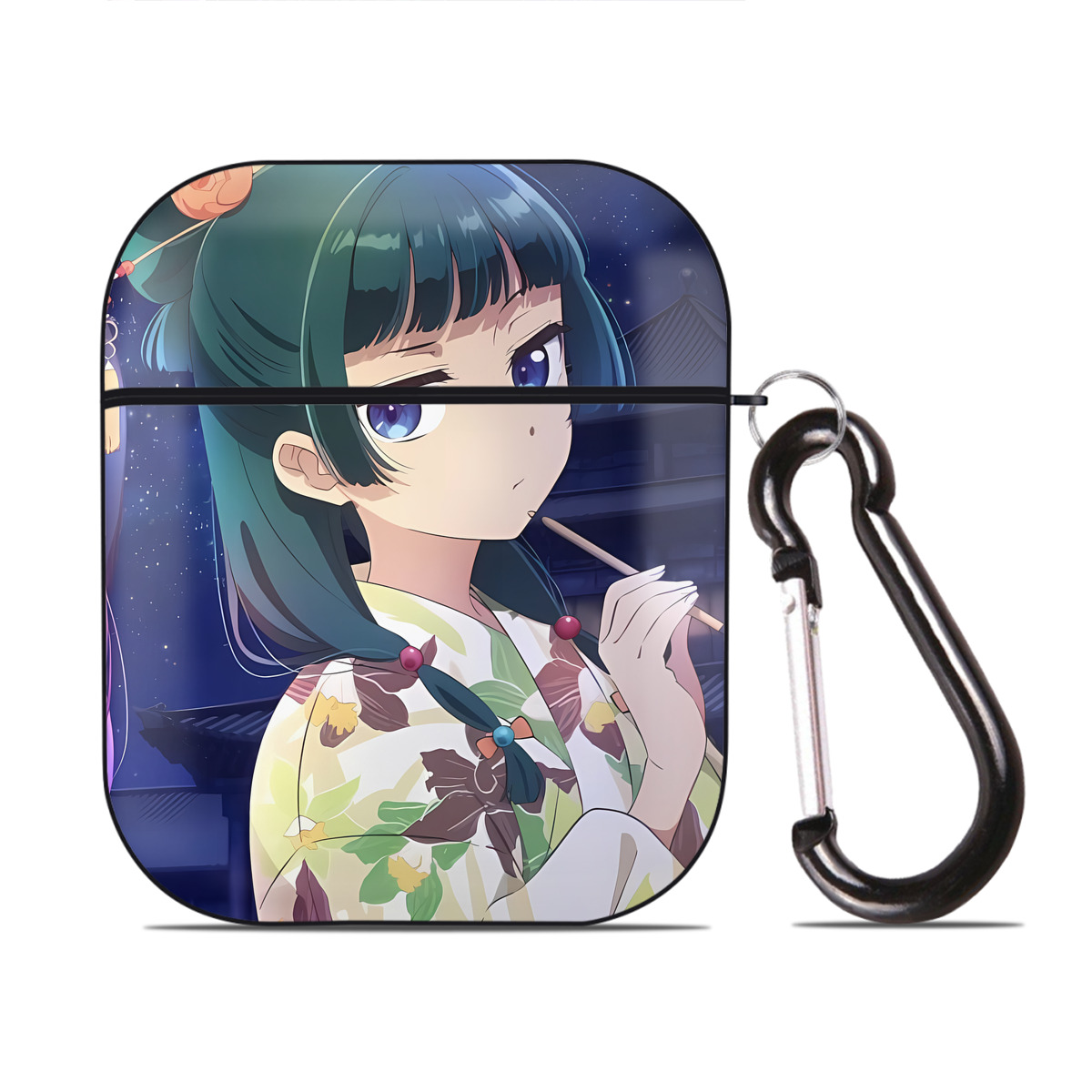 （画像用） 薬屋のひとりごと The Apothecary Diaries AirPods 第2世代保護ケース ハードシェル ブラック 耐衝撃・防指紋・カラビナ付き