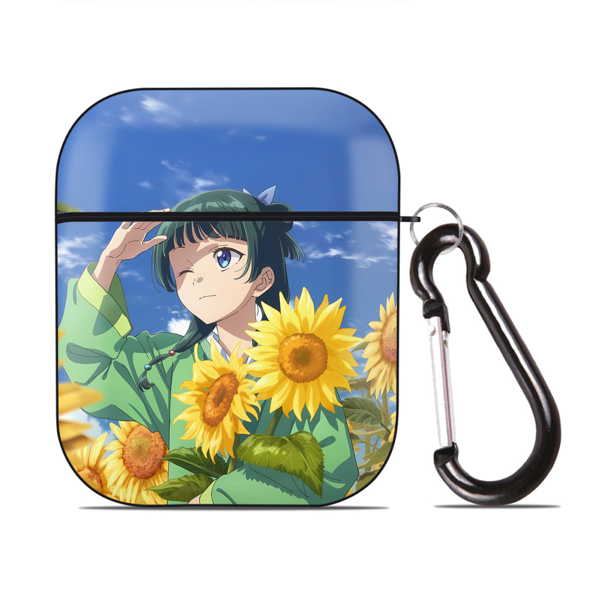 （画像用） 薬屋のひとりごと The Apothecary Diaries AirPods 第2世代保護ケース ハードシェル ブラック 耐衝撃・防指紋・カラビナ付き
