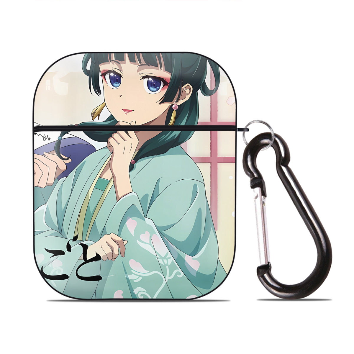 （画像用） 薬屋のひとりごと The Apothecary Diaries AirPods 第2世代保護ケース ハードシェル ブラック 耐衝撃・防指紋・カラビナ付き