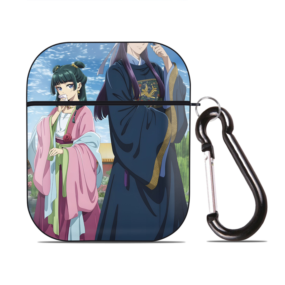 （画像用） 薬屋のひとりごと The Apothecary Diaries AirPods 第2世代保護ケース ハードシェル ブラック 耐衝撃・防指紋・カラビナ付き