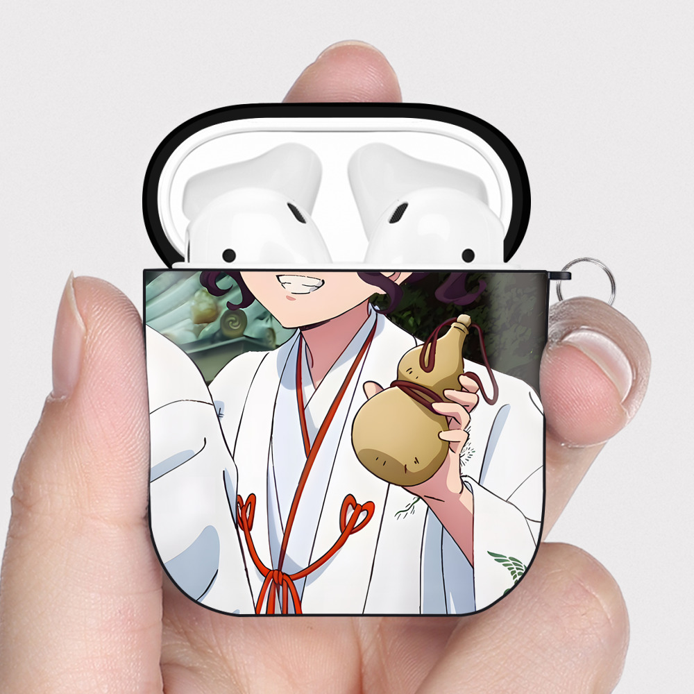 （画像用） 薬屋のひとりごと The Apothecary Diaries AirPods 第2世代保護ケース ハードシェル ブラック 耐衝撃・防指紋・カラビナ付き