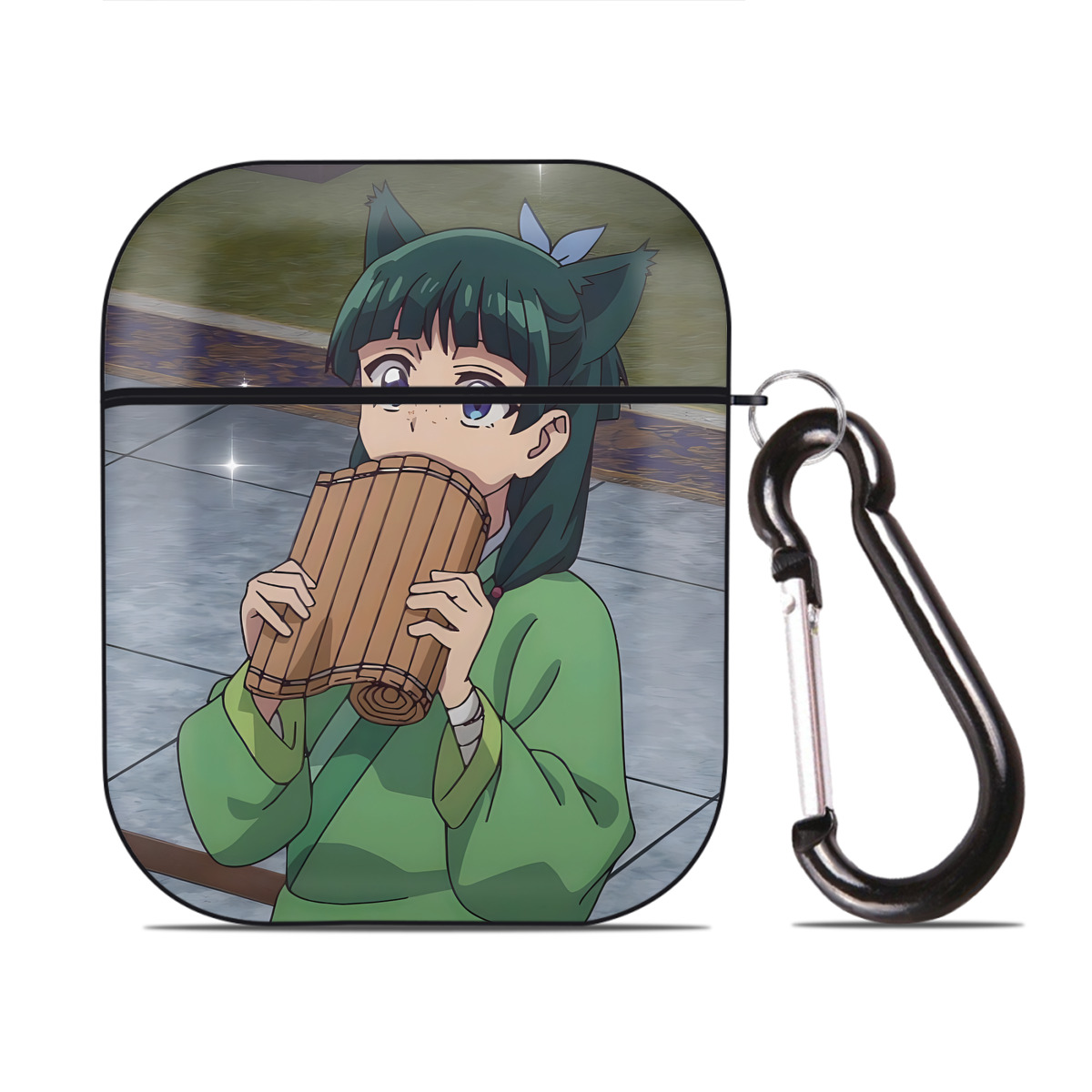 （画像用） 薬屋のひとりごと The Apothecary Diaries AirPods 第2世代保護ケース ハードシェル ブラック 耐衝撃・防指紋・カラビナ付き