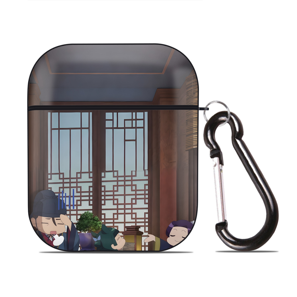 （画像用） 薬屋のひとりごと The Apothecary Diaries AirPods 第2世代保護ケース ハードシェル ブラック 耐衝撃・防指紋・カラビナ付き