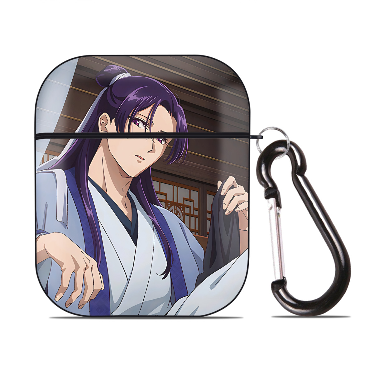 （画像用） 薬屋のひとりごと The Apothecary Diaries AirPods 第2世代保護ケース ハードシェル ブラック 耐衝撃・防指紋・カラビナ付き