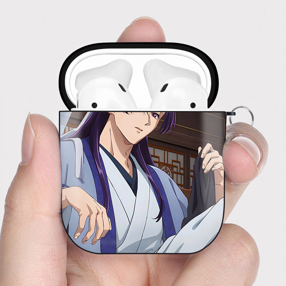 （画像用） 薬屋のひとりごと The Apothecary Diaries AirPods 第2世代保護ケース ハードシェル ブラック 耐衝撃・防指紋・カラビナ付き