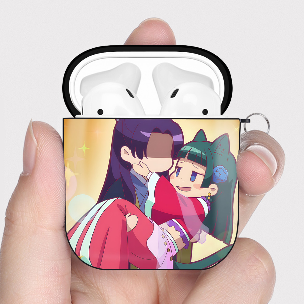 （画像用） 薬屋のひとりごと The Apothecary Diaries AirPods 第2世代保護ケース ハードシェル ブラック 耐衝撃・防指紋・カラビナ付き