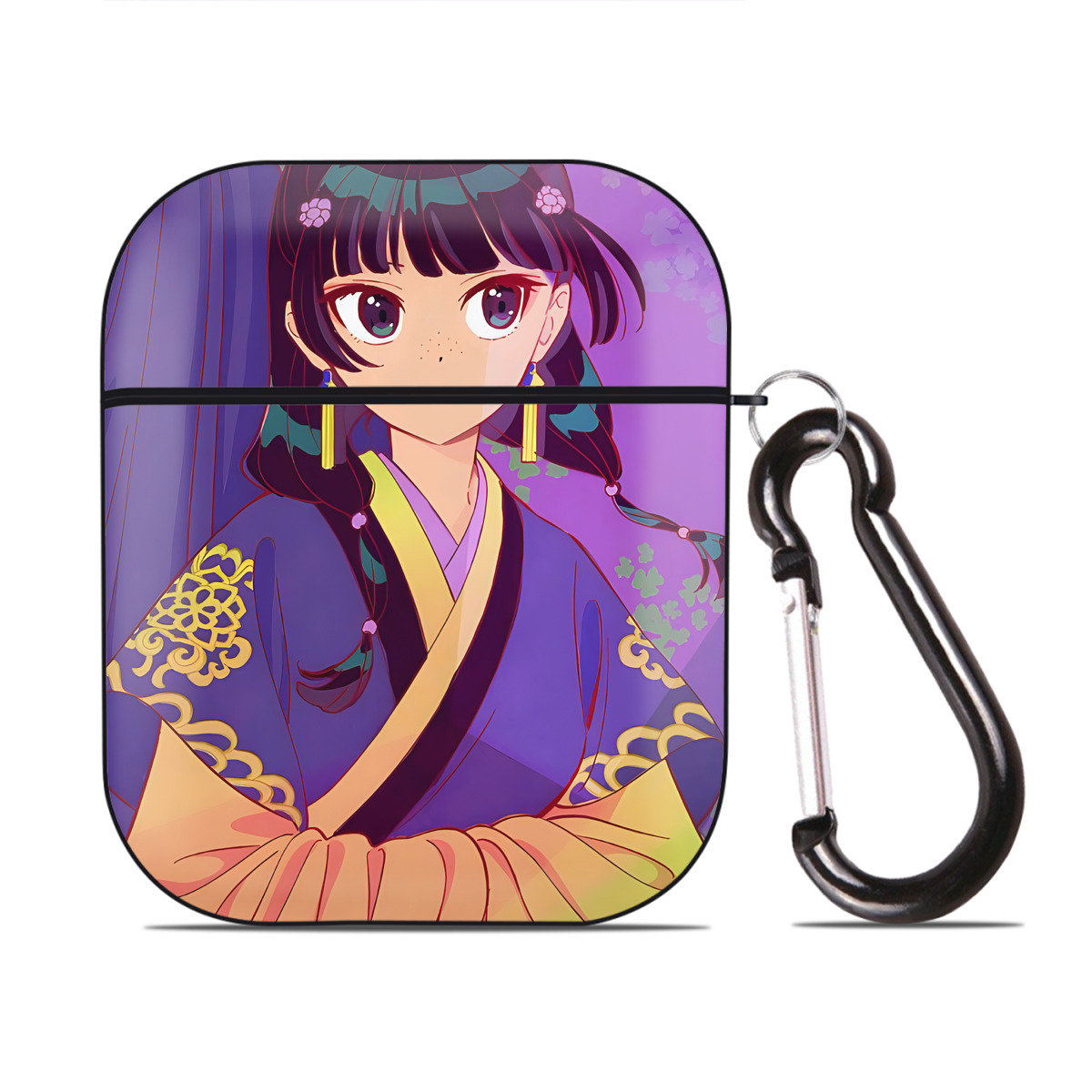 （画像用） 薬屋のひとりごと The Apothecary Diaries AirPods 第2世代保護ケース ハードシェル ブラック 耐衝撃・防指紋・カラビナ付き