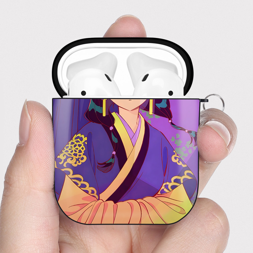 （画像用） 薬屋のひとりごと The Apothecary Diaries AirPods 第2世代保護ケース ハードシェル ブラック 耐衝撃・防指紋・カラビナ付き