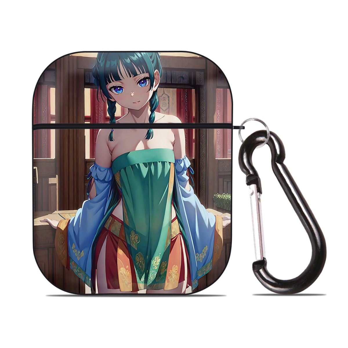 （画像用） 薬屋のひとりごと The Apothecary Diaries AirPods 第2世代保護ケース ハードシェル ブラック 耐衝撃・防指紋・カラビナ付き