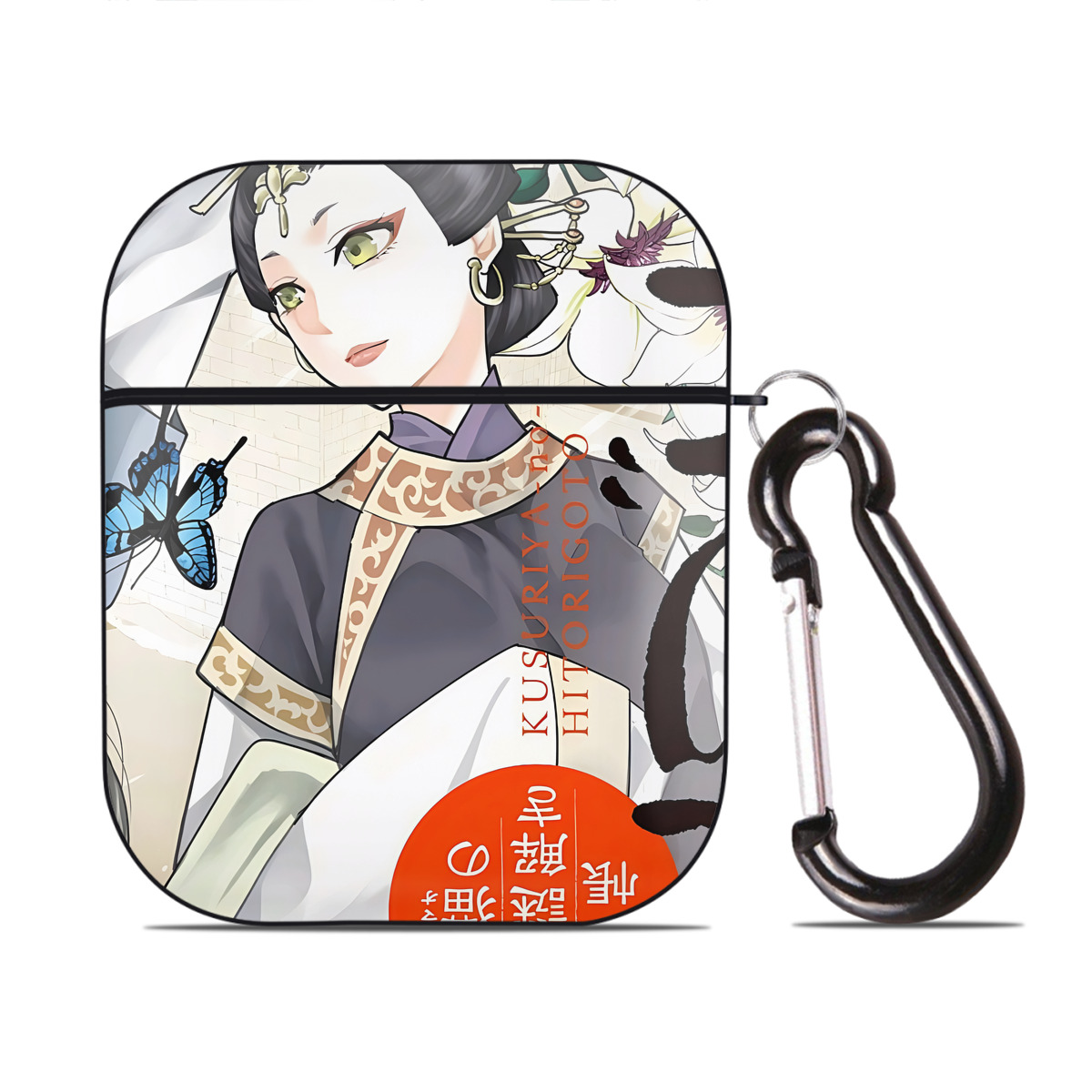 （画像用） 薬屋のひとりごと The Apothecary Diaries AirPods 第2世代保護ケース ハードシェル ブラック 耐衝撃・防指紋・カラビナ付き