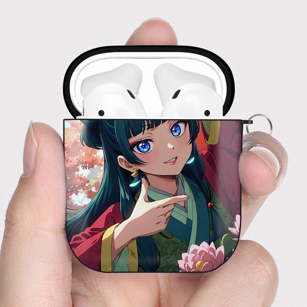 （画像用） 薬屋のひとりごと The Apothecary Diaries AirPods 第2世代保護ケース ハードシェル ブラック 耐衝撃・防指紋・カラビナ付き