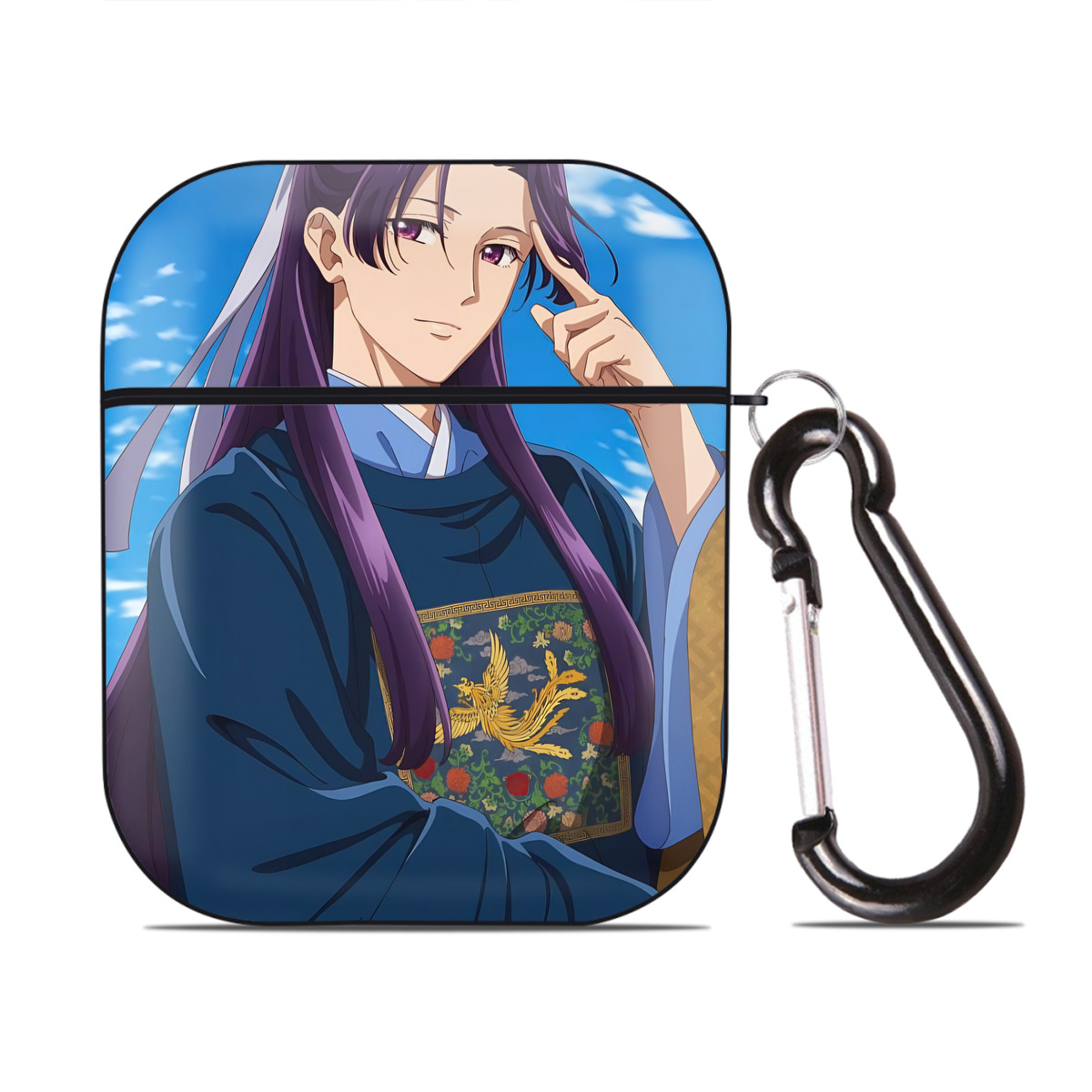 （画像用） 薬屋のひとりごと The Apothecary Diaries AirPods 第2世代保護ケース ハードシェル ブラック 耐衝撃・防指紋・カラビナ付き