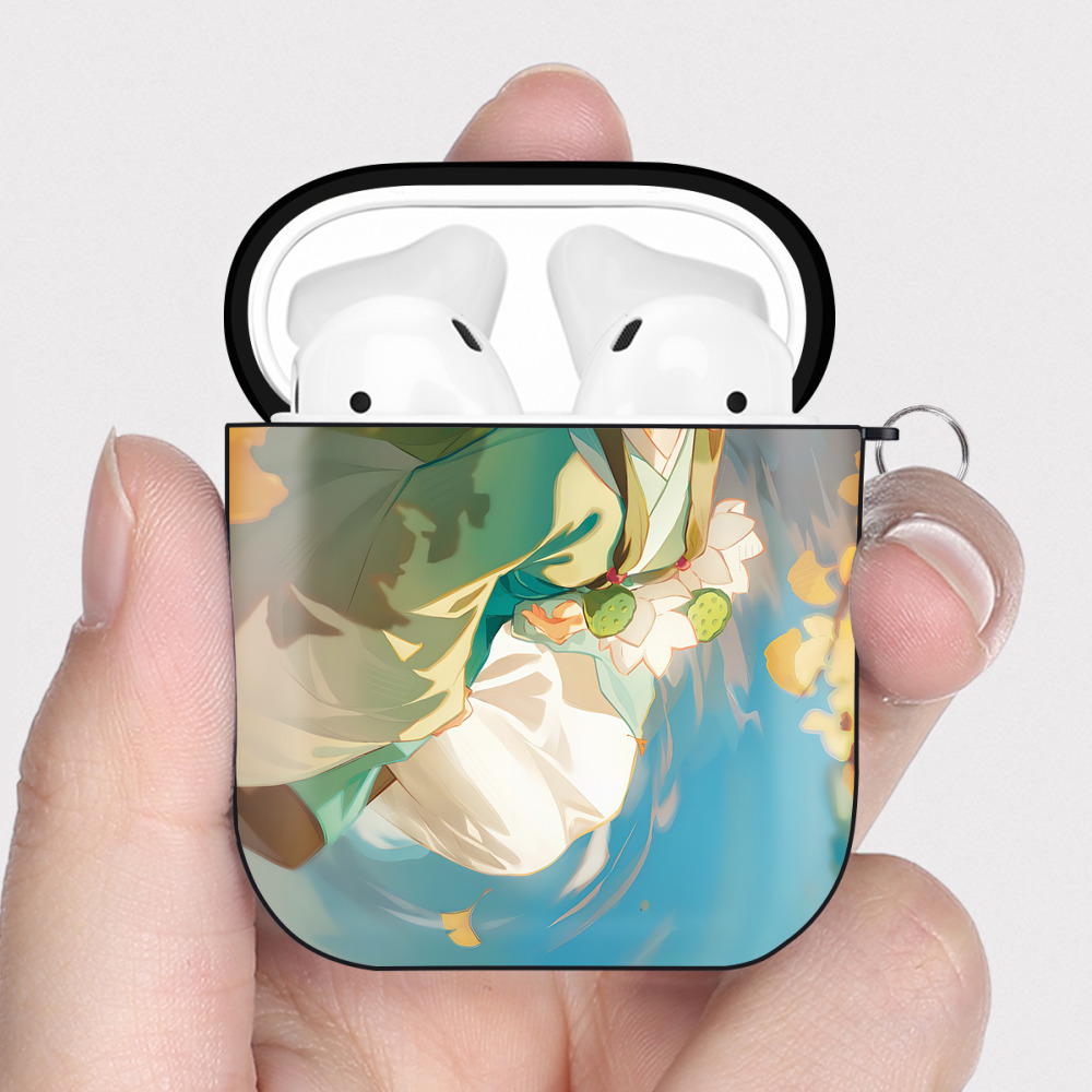 （画像用） 薬屋のひとりごと The Apothecary Diaries AirPods 第2世代保護ケース ハードシェル ブラック 耐衝撃・防指紋・カラビナ付き