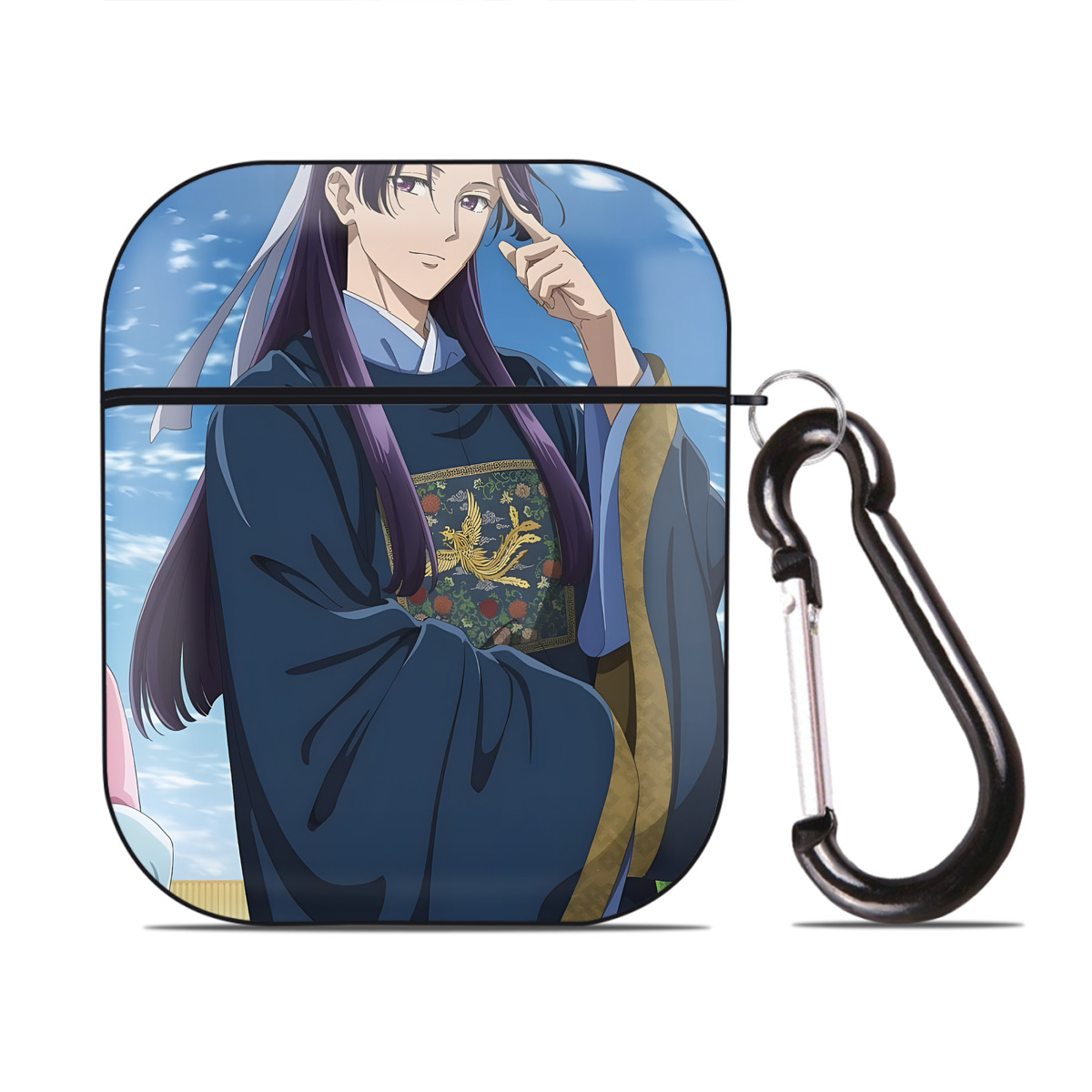 （画像用） 薬屋のひとりごと The Apothecary Diaries AirPods 第2世代保護ケース ハードシェル ブラック 耐衝撃・防指紋・カラビナ付き
