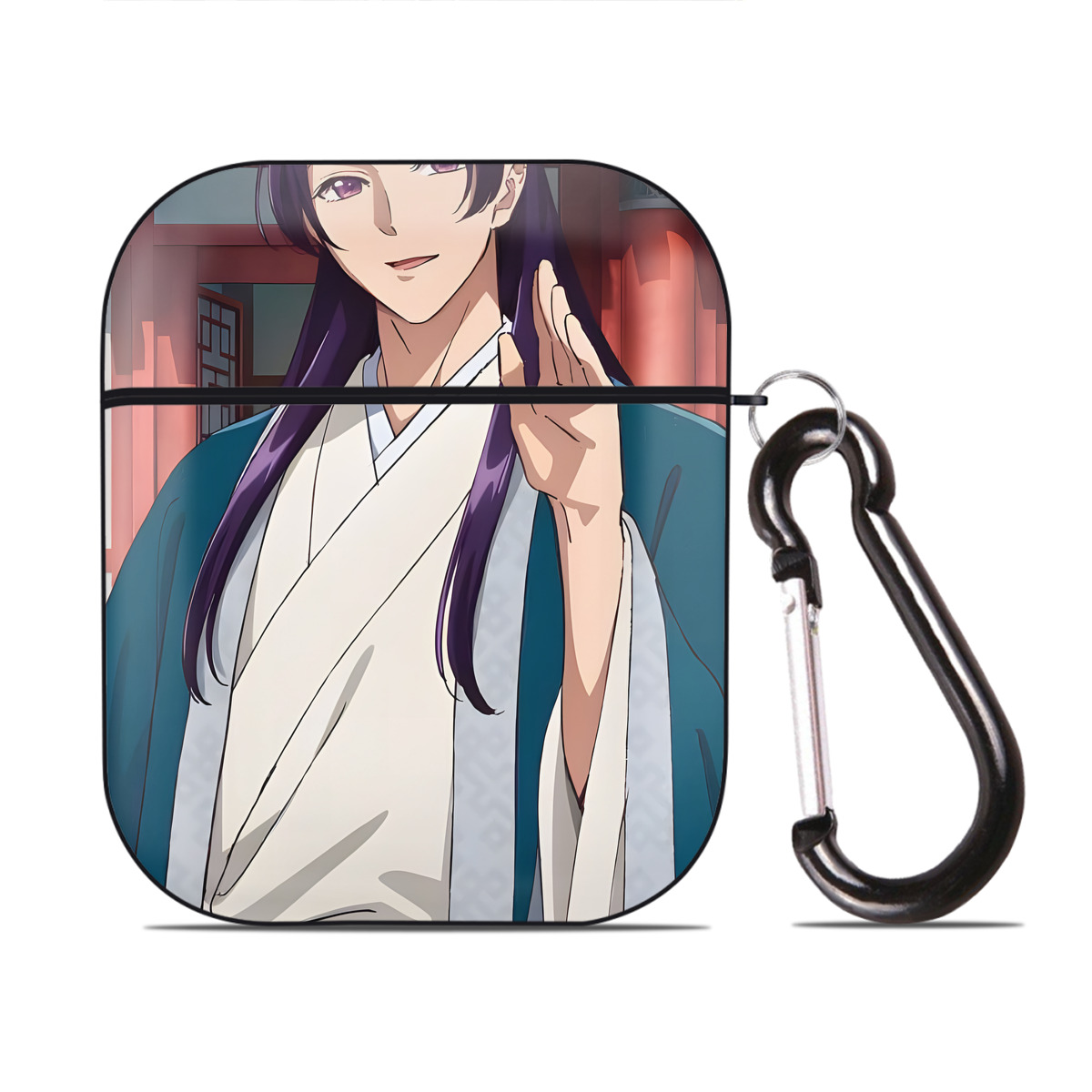 （画像用） 薬屋のひとりごと The Apothecary Diaries AirPods 第2世代保護ケース ハードシェル ブラック 耐衝撃・防指紋・カラビナ付き