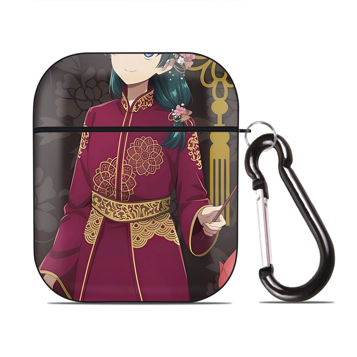 （画像用） 薬屋のひとりごと The Apothecary Diaries AirPods 第2世代保護ケース ハードシェル ブラック 耐衝撃・防指紋・カラビナ付き