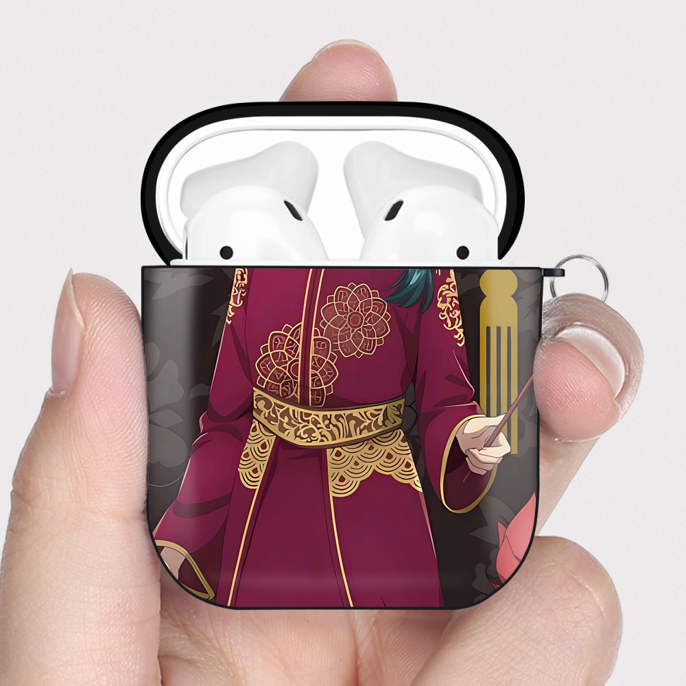 （画像用） 薬屋のひとりごと The Apothecary Diaries AirPods 第2世代保護ケース ハードシェル ブラック 耐衝撃・防指紋・カラビナ付き