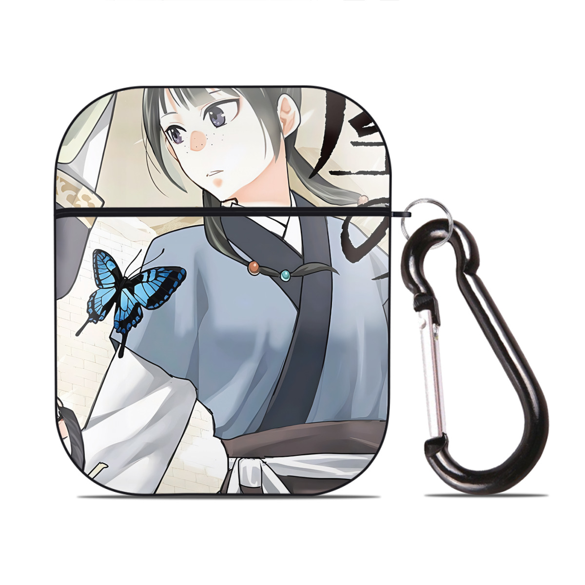 （画像用） 薬屋のひとりごと The Apothecary Diaries AirPods 第2世代保護ケース ハードシェル ブラック 耐衝撃・防指紋・カラビナ付き