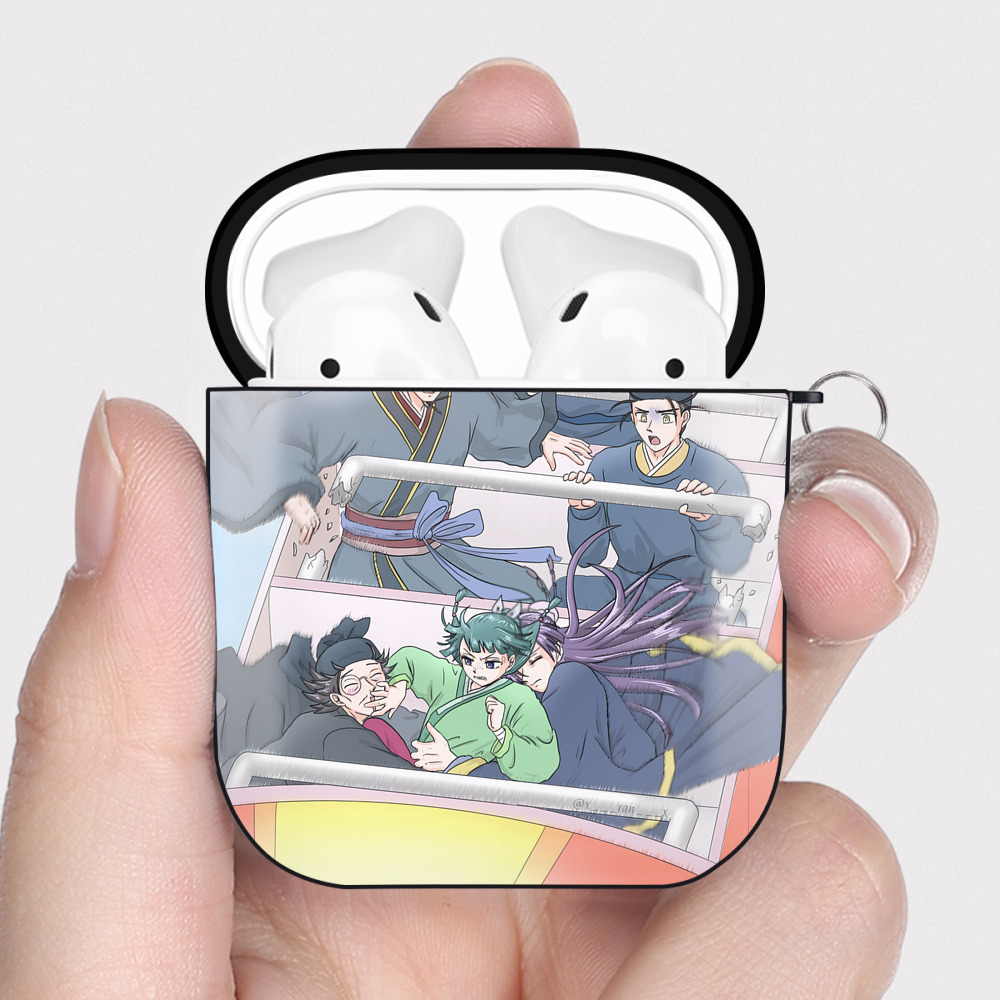 （画像用） 薬屋のひとりごと The Apothecary Diaries AirPods 第2世代保護ケース ハードシェル ブラック 耐衝撃・防指紋・カラビナ付き