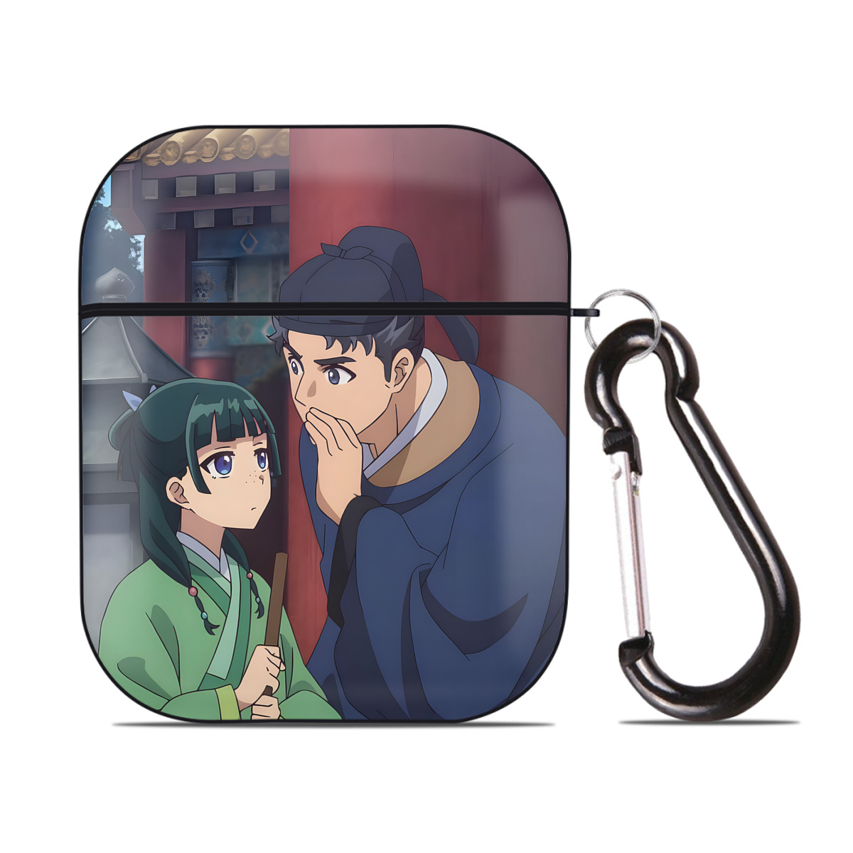 （画像用） 薬屋のひとりごと The Apothecary Diaries AirPods 第2世代保護ケース ハードシェル ブラック 耐衝撃・防指紋・カラビナ付き