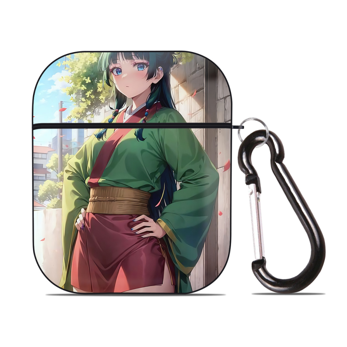 （画像用） 薬屋のひとりごと The Apothecary Diaries AirPods 第2世代保護ケース ハードシェル ブラック 耐衝撃・防指紋・カラビナ付き