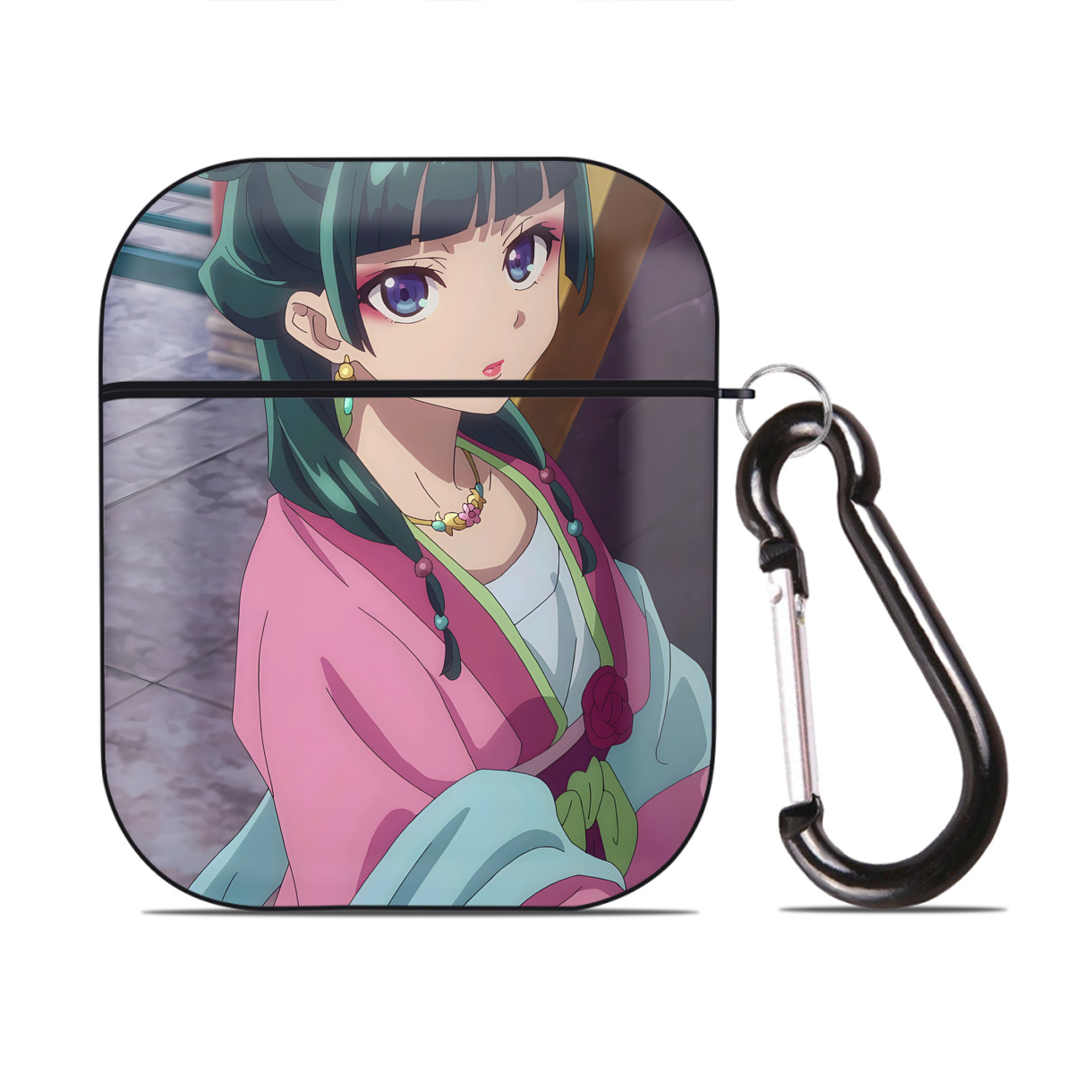 （画像用） 薬屋のひとりごと The Apothecary Diaries AirPods 第2世代保護ケース ハードシェル ブラック 耐衝撃・防指紋・カラビナ付き