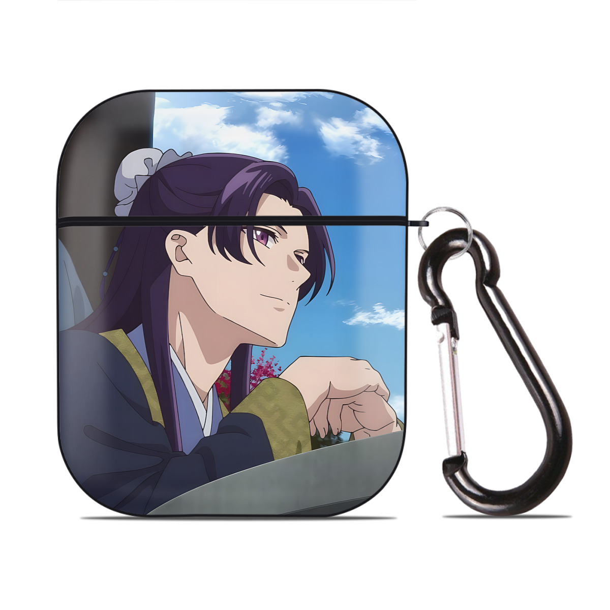 （画像用） 薬屋のひとりごと The Apothecary Diaries AirPods 第2世代保護ケース ハードシェル ブラック 耐衝撃・防指紋・カラビナ付き