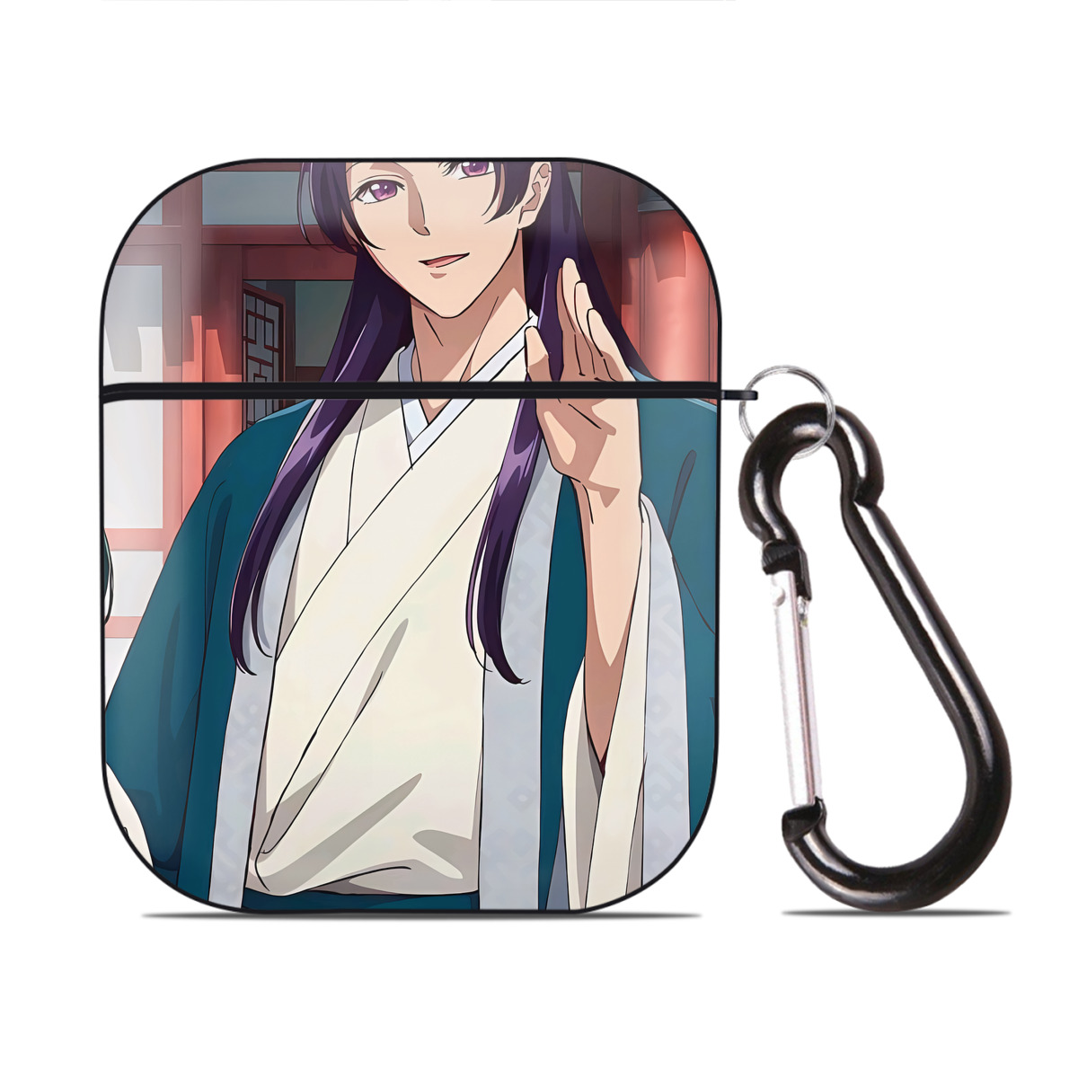 （画像用） 薬屋のひとりごと The Apothecary Diaries AirPods 第2世代保護ケース ハードシェル ブラック 耐衝撃・防指紋・カラビナ付き