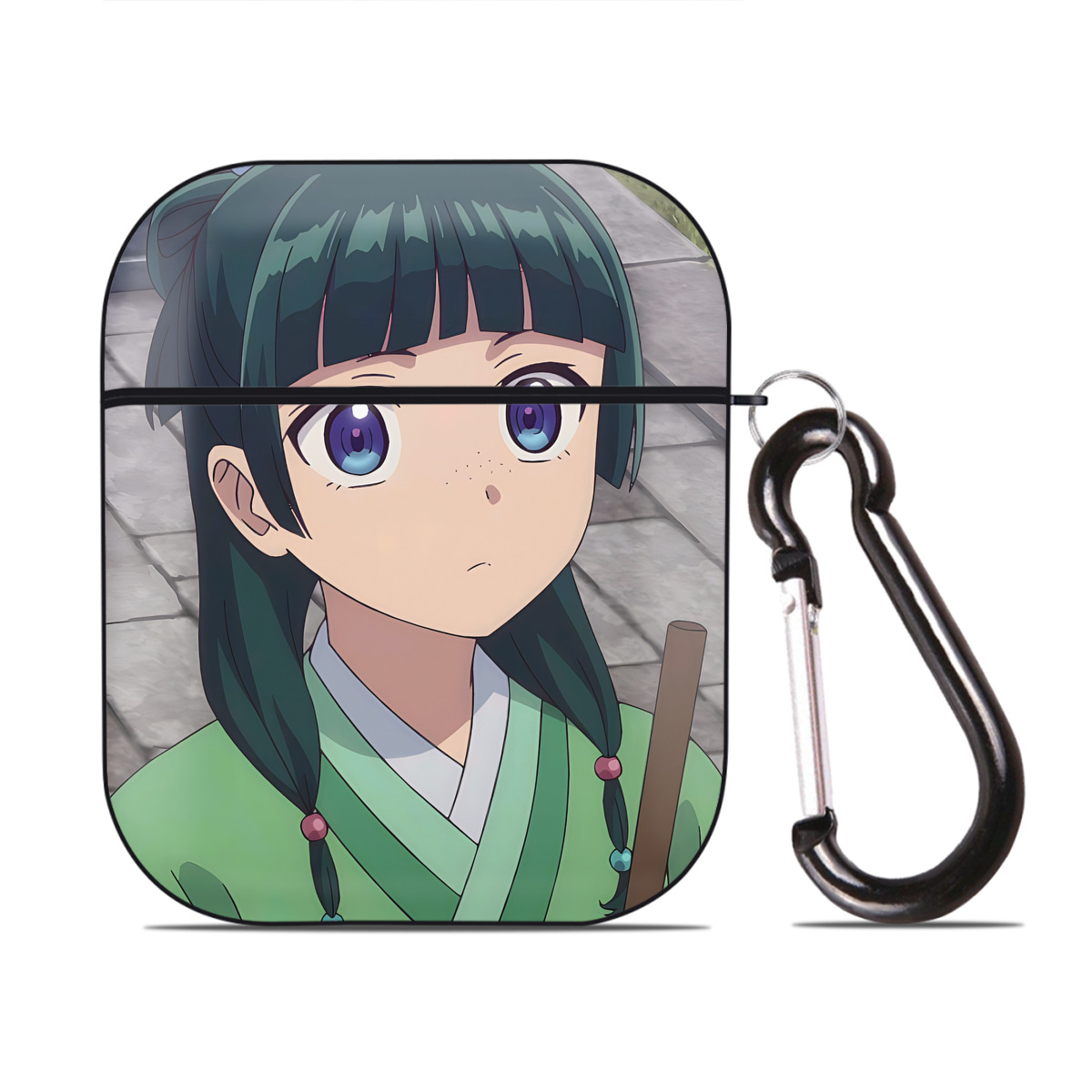 （画像用） 薬屋のひとりごと The Apothecary Diaries AirPods 第2世代保護ケース ハードシェル ブラック 耐衝撃・防指紋・カラビナ付き