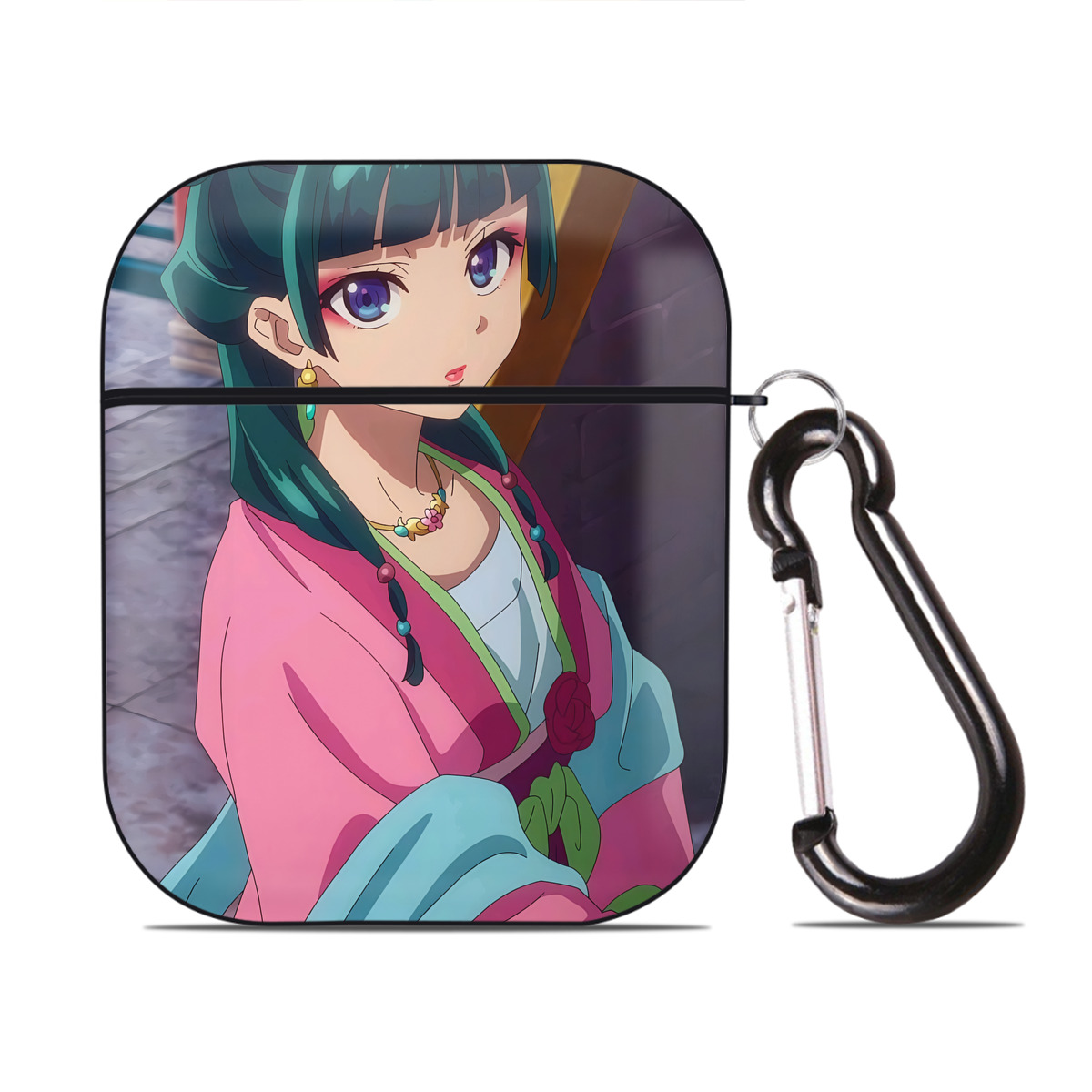 （画像用） 薬屋のひとりごと The Apothecary Diaries AirPods 第2世代保護ケース ハードシェル ブラック 耐衝撃・防指紋・カラビナ付き