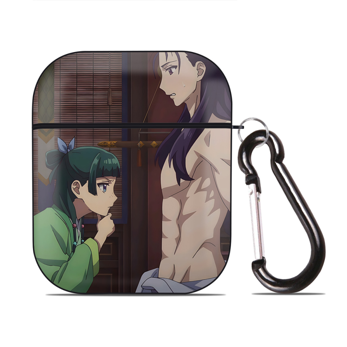 （画像用） 薬屋のひとりごと The Apothecary Diaries AirPods 第2世代保護ケース ハードシェル ブラック 耐衝撃・防指紋・カラビナ付き