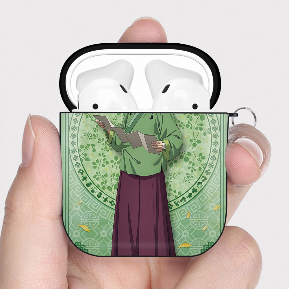 （画像用） 薬屋のひとりごと The Apothecary Diaries AirPods 第2世代保護ケース ハードシェル ブラック 耐衝撃・防指紋・カラビナ付き