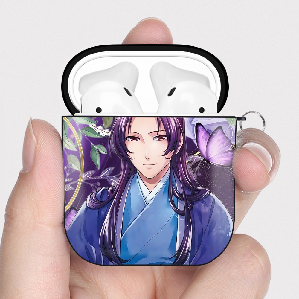 （画像用） 薬屋のひとりごと The Apothecary Diaries AirPods 第2世代保護ケース ハードシェル ブラック 耐衝撃・防指紋・カラビナ付き