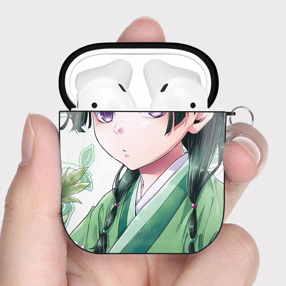 （画像用） 薬屋のひとりごと The Apothecary Diaries AirPods 第2世代保護ケース ハードシェル ブラック 耐衝撃・防指紋・カラビナ付き