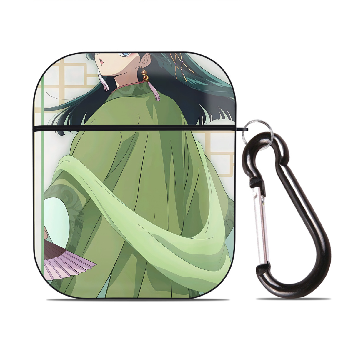 （画像用） 薬屋のひとりごと The Apothecary Diaries AirPods 第2世代保護ケース ハードシェル ブラック 耐衝撃・防指紋・カラビナ付き