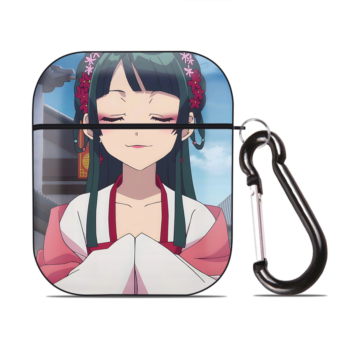 （画像用） 薬屋のひとりごと The Apothecary Diaries AirPods 第2世代保護ケース ハードシェル ブラック 耐衝撃・防指紋・カラビナ付き