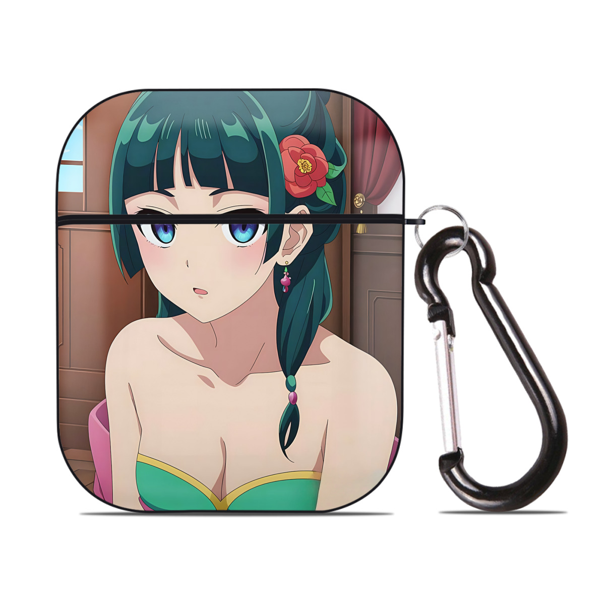 （画像用） 薬屋のひとりごと The Apothecary Diaries AirPods 第2世代保護ケース ハードシェル ブラック 耐衝撃・防指紋・カラビナ付き