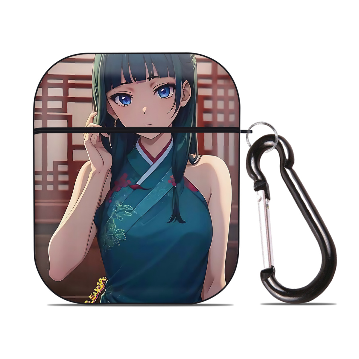 （画像用） 薬屋のひとりごと The Apothecary Diaries AirPods 第2世代保護ケース ハードシェル ブラック 耐衝撃・防指紋・カラビナ付き