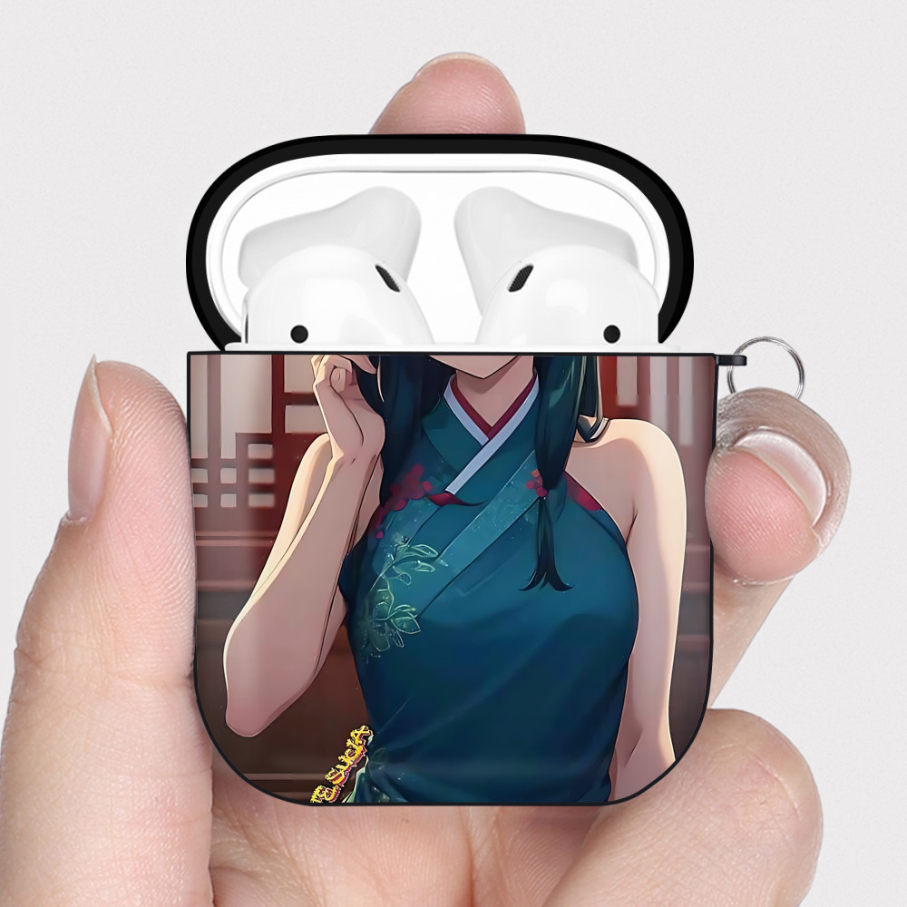 （画像用） 薬屋のひとりごと The Apothecary Diaries AirPods 第2世代保護ケース ハードシェル ブラック 耐衝撃・防指紋・カラビナ付き