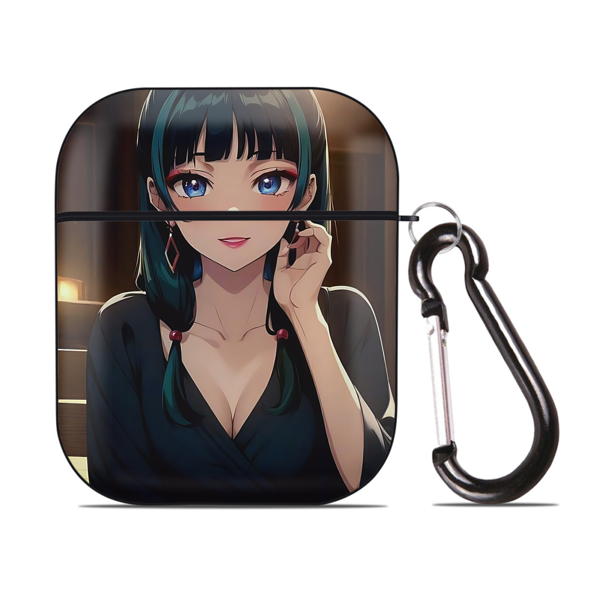 （画像用） 薬屋のひとりごと The Apothecary Diaries AirPods 第2世代保護ケース ハードシェル ブラック 耐衝撃・防指紋・カラビナ付き