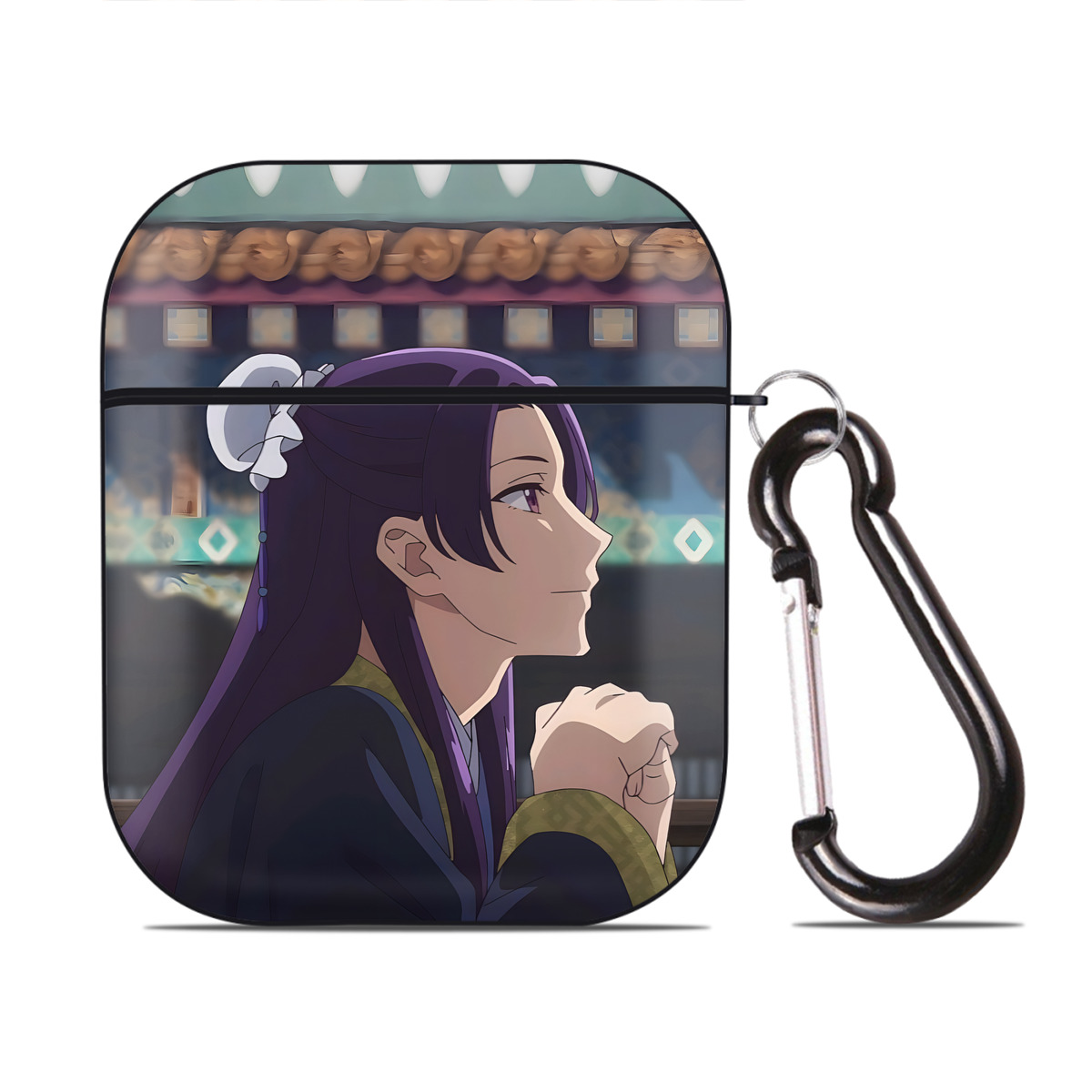 （画像用） 薬屋のひとりごと The Apothecary Diaries AirPods 第2世代保護ケース ハードシェル ブラック 耐衝撃・防指紋・カラビナ付き