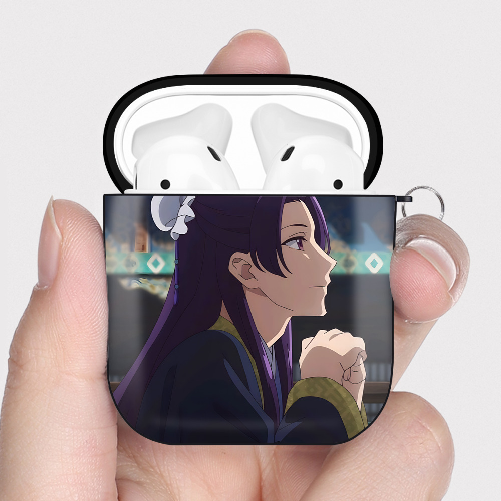 （画像用） 薬屋のひとりごと The Apothecary Diaries AirPods 第2世代保護ケース ハードシェル ブラック 耐衝撃・防指紋・カラビナ付き