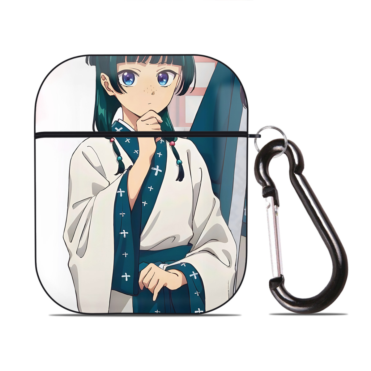 （画像用） 薬屋のひとりごと The Apothecary Diaries AirPods 第2世代保護ケース ハードシェル ブラック 耐衝撃・防指紋・カラビナ付き