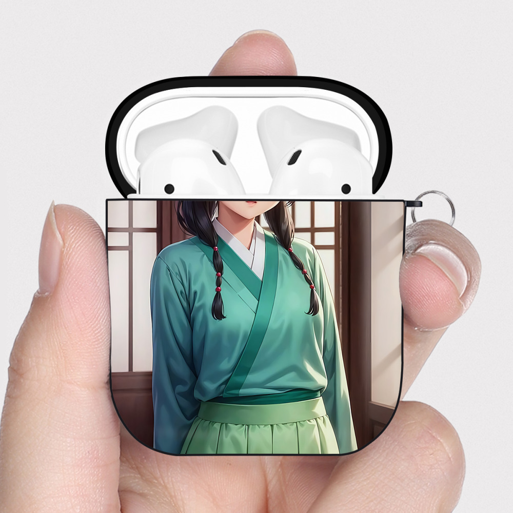 （画像用） 薬屋のひとりごと The Apothecary Diaries AirPods 第2世代保護ケース ハードシェル ブラック 耐衝撃・防指紋・カラビナ付き