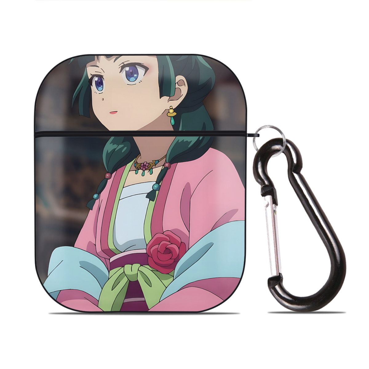 （画像用） 薬屋のひとりごと The Apothecary Diaries AirPods 第2世代保護ケース ハードシェル ブラック 耐衝撃・防指紋・カラビナ付き