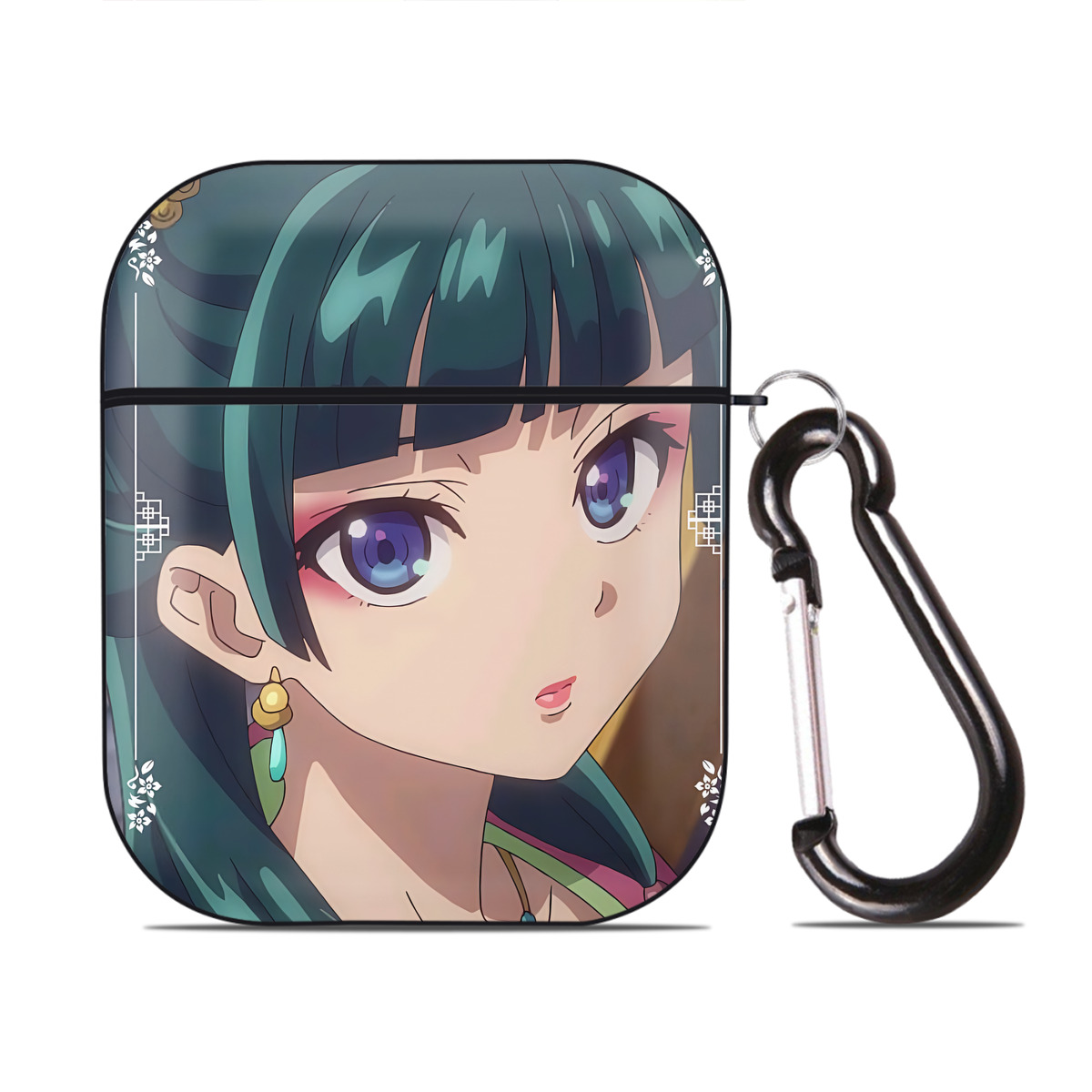 （画像用） 薬屋のひとりごと The Apothecary Diaries AirPods 第2世代保護ケース ハードシェル ブラック 耐衝撃・防指紋・カラビナ付き